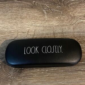 Rae Dunn Black White Eyeglass Case Look Closely Peach Interior Glasses FINAL